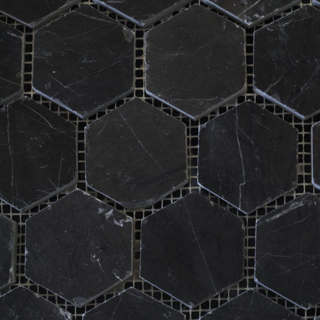 Malla tipo Hexagonal Negro Marquina